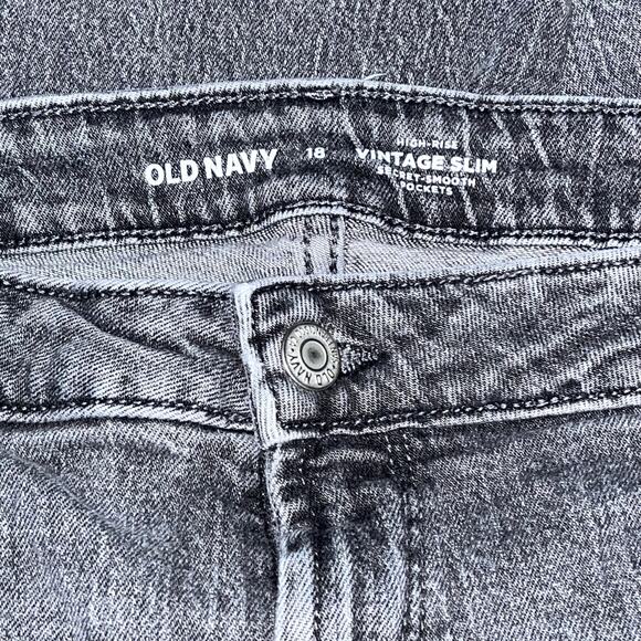 Old Navy High-Rise Vintage Slim Gray Jeans Size 18 Raw Hem Secret-Smooth Pockets - Picture 5 of 5